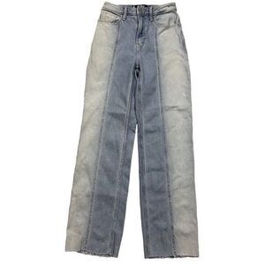 Hollister Ultra High-Rise Dad Jeans Women’s Size 24 Blue Two-Tone Raw Hem